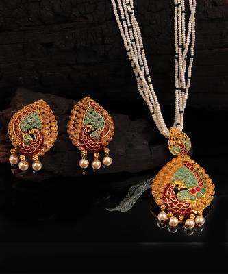Multicolor Gold Plated Stone Studded  Necklace Set 1
