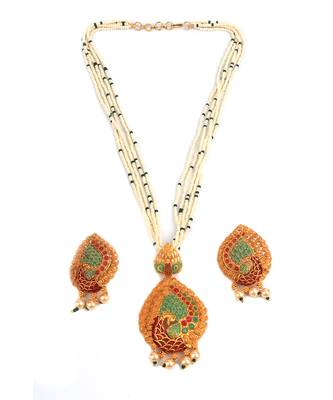 Multicolor Gold Plated Stone Studded  Necklace Set 2