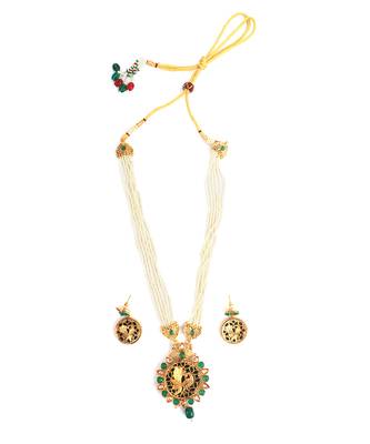 Gold plated Green  Stone Studded  Necklace Set 2