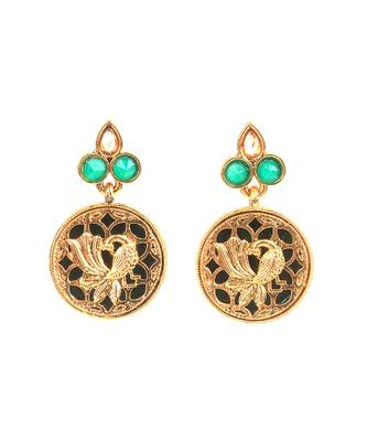 Gold plated Green  Stone Studded  Necklace Set 4