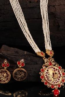 Gold plated Stone Studded  Necklace Set