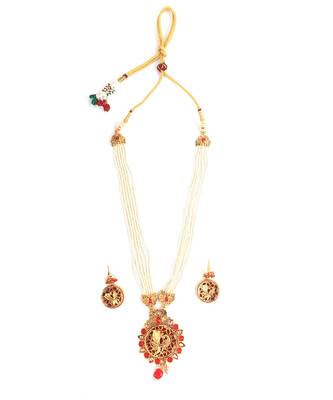 Gold Plated Stone Studded  Necklace Set 2
