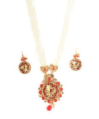 Gold Plated Stone Studded  Necklace Set 3