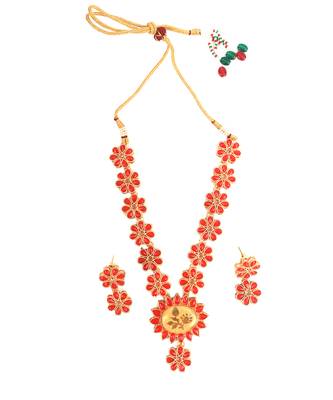 Red Gold Plated Stone Studded  Necklace Set 2