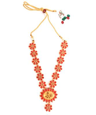 Red Gold Plated Stone Studded  Necklace Set 4