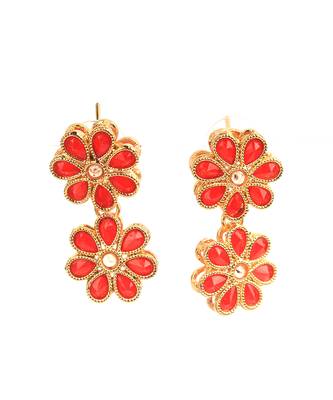 Red Gold Plated Stone Studded  Necklace Set 5