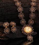 Black Gold plated Stone Studded  Necklace Set