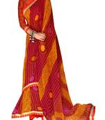 Maroon printed pure georgette saree with blouse