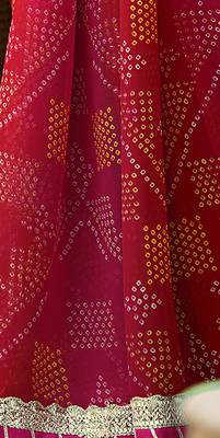 Pink printed pure georgette saree with blouse 3
