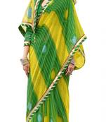 Green printed pure georgette saree with blouse