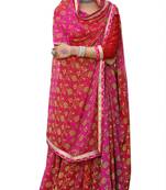 Pink printed pure georgette saree with blouse