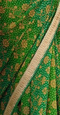 Green printed pure georgette saree with blouse 3