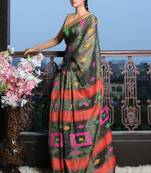 Black woven khadi saree with blouse