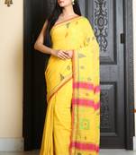 Yellow woven khadi saree with blouse