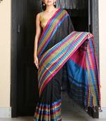 Black woven cotton saree with blouse