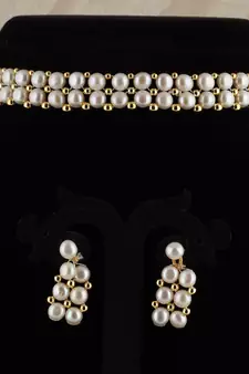 Natural Fresh Water Pearl  Choker Set From Hyderabad of Authenticity