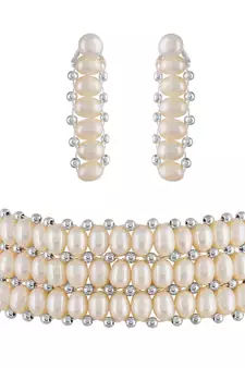 Natural Fresh Water Pearl  Choker Set From Hyderabad With Certificate of Authenticity