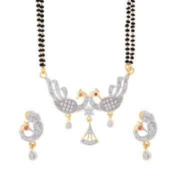 Gold cubic zirconia mangalsutra 2