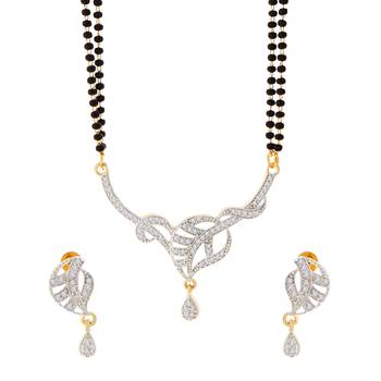 Gold cubic zirconia mangalsutra 2
