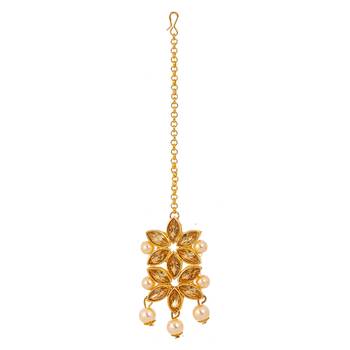 Gold cubic zirconia maang-tikka 3