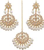 White cubic zirconia maang-tikka
