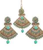 Green cubic zirconia maang-tikka