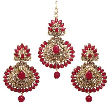Red cubic zirconia maang-tikka 1