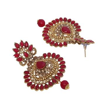 Red cubic zirconia maang-tikka 3