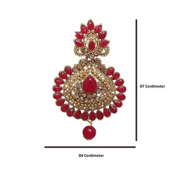 Red cubic zirconia maang-tikka 4