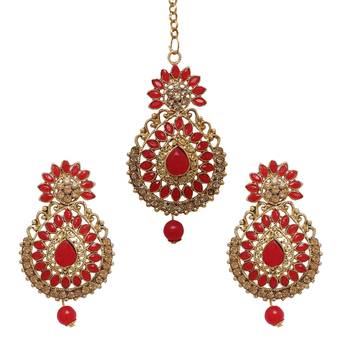 Red cubic zirconia maang-tikka 1