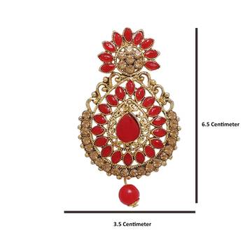 Red cubic zirconia maang-tikka 4