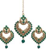 Green cubic zirconia maang-tikka
