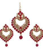 Red cubic zirconia maang-tikka
