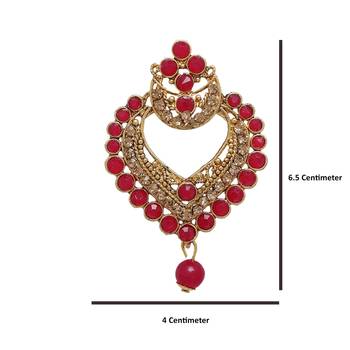 Red cubic zirconia maang-tikka 4