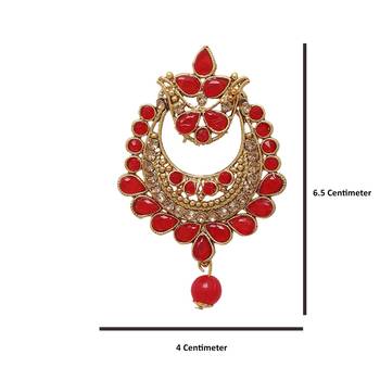 Red cubic zirconia maang-tikka 4