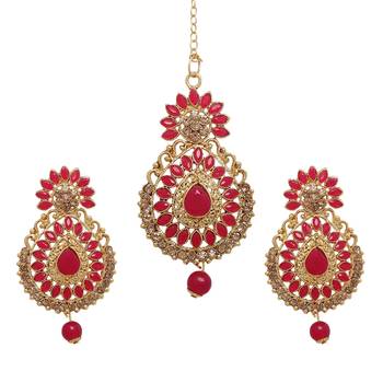 Red cubic zirconia maang-tikka 1