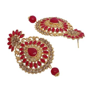 Red cubic zirconia maang-tikka 3