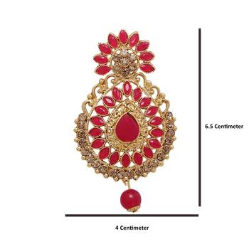 Red cubic zirconia maang-tikka 4
