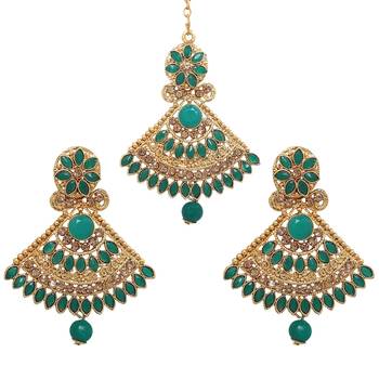Green cubic zirconia maang-tikka 1