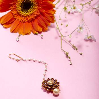 Maroon cubic zirconia maang-tikka 1
