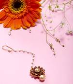 Maroon cubic zirconia maang-tikka