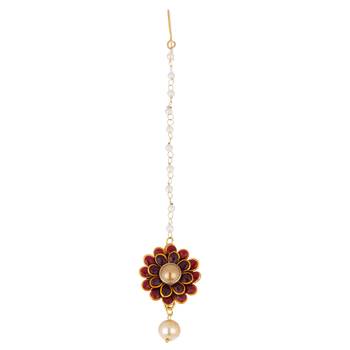 Maroon cubic zirconia maang-tikka 2