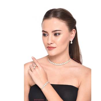 Silver cubic zirconia jewellery-combo 1