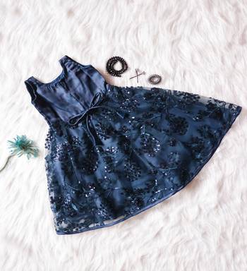Turquoise - Heavy Imported Sequence Fabric All-over Kalli Patterned Gown for Girl Kids 2