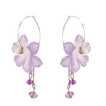 Purple fabric earrings 2