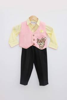 Pink Waist Coat with Yellow Shirt and Pant