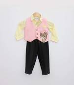 Pink Waist Coat with Yellow Shirt and Pant
