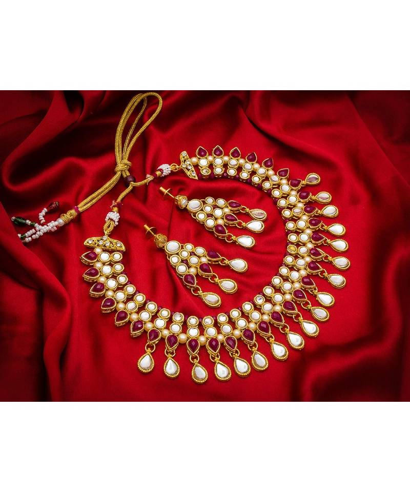 multicolor Traditinal Gold Plated Alloy Necklace