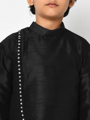 Boys Black & Grey Solid Kurta with Patala Pants 2
