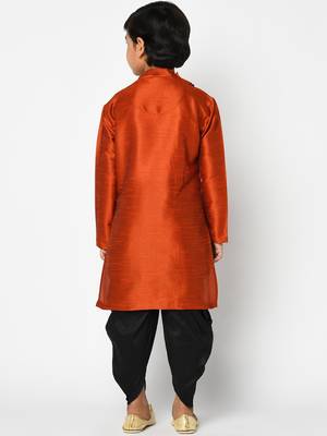 Boys Orange & Black Solid Kurta with Patiala bottom 4